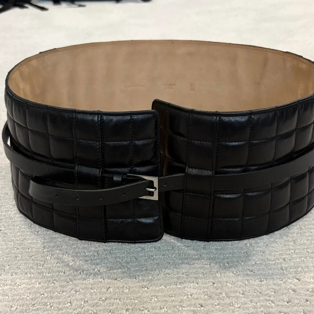 Vintage Chanel Black Quilted Leather Waist Belt
